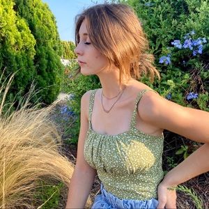 romwe green spotted tank